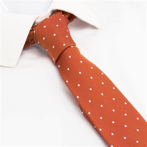 burnt orange silk tie.